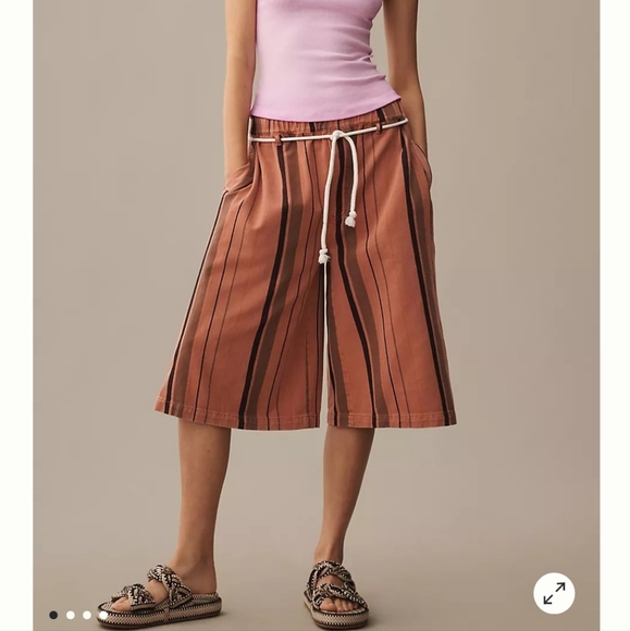 Pilcro Pants - PILCRO Anthropologie Cropped PJ Wide-Leg Jeans Striped Oversized Size M